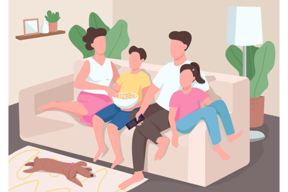 Family Watch TV Vector: Graphics & Illustrations